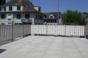 Geländer mit HPL Platten und Sichtschutz